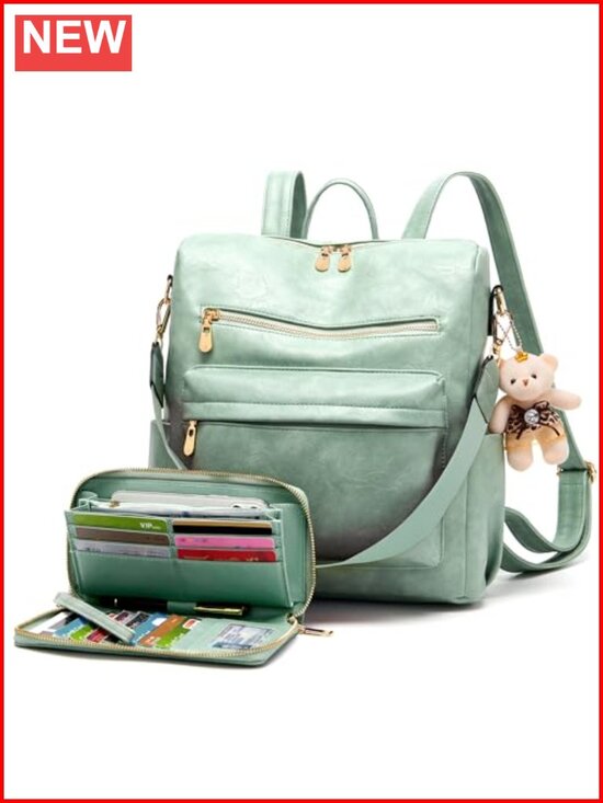 Soperwillton Women Backpack Purse Shoulder Handbags Travel Bag Set 2pcs | Soft main image 4